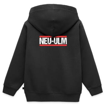 Neu Ulmerin Neu Ulmer Neu Ulm - Kinder Premium Organic Zip Hoodie - Schwarz - Hinten - AI Model Kid Male (0cm)