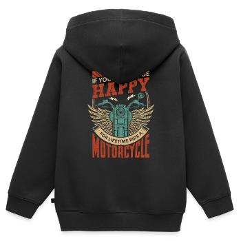 Wenn du Glücklich sein willst fahr Motorrad bike - Kinder Premium Organic Zip Hoodie - Schwarz - Hinten - AI Model Kid Male (0cm)