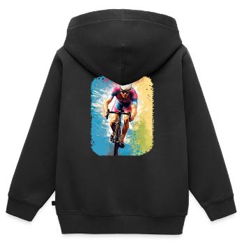 Rennrad Rennradfahrer Fahrradrennen Radrennen - Kinder Premium Organic Zip Hoodie - Schwarz - Hinten - AI Model Kid Male (0cm)