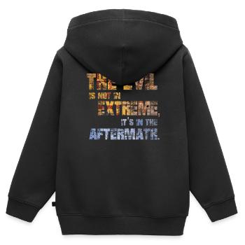 Le mal n’est pas dans les extrêmes, il est dans l’après-temps - Sweat Premium à capuche zippé enfant bio - noir - Dos - AI Model Kid Male (0cm)