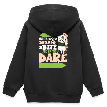 Drôle de sushis malheureux Nourriture japonaise Miso-Malheureux - Sweat Premium à capuche zippé enfant bio - noir - Dos - AI Model Kid Male (0cm)