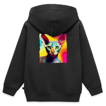 Coole Nacktkatze Pop Art - Kinder Premium Organic Zip Hoodie - Schwarz - Hinten - AI Model Kid Male (0cm)