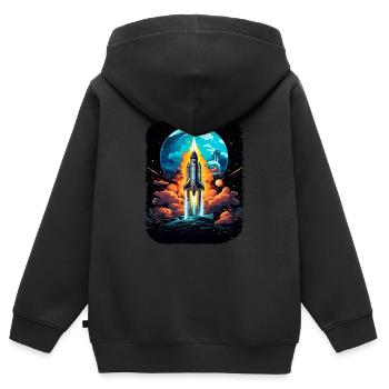 Space Weltraum Raumschiff Start Abheben Lift Off - Kinder Premium Organic Zip Hoodie - Schwarz - Hinten - AI Model Kid Male (0cm)