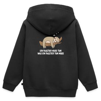 Ein Faultier Muss Tun Was Ein Faultier Tun Muss - Kinder Premium Organic Zip Hoodie - Schwarz - Hinten - AI Model Kid Male (0cm)