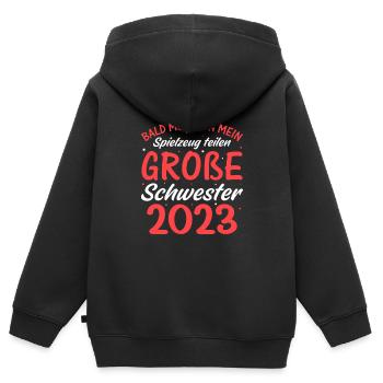 Spielzeug Schwester 2023 - Kinder Premium Organic Zip Hoodie - Schwarz - Hinten - AI Model Kid Male (0cm)