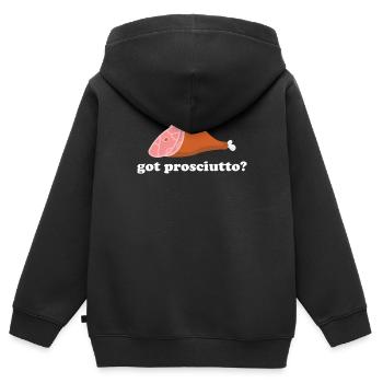 Schinken - Kinder Premium Organic Zip Hoodie - Schwarz - Hinten - AI Model Kid Male (0cm)
