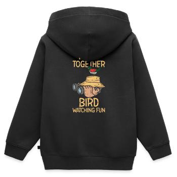 Bird Watching Birding Binoculars Avian Feathered - Kids Premium Organic Zip-up Hoodie - black - Back - AI Model Kid Male (0cm)
