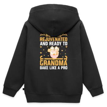 Bäckerei Rentner Oma Rentner Pension Baker Pas - Kinder Premium Organic Zip Hoodie - Schwarz - Hinten - AI Model Kid Male (0cm)