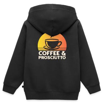 Schinken - Kinder Premium Organic Zip Hoodie - Schwarz - Hinten - AI Model Kid Male (0cm)