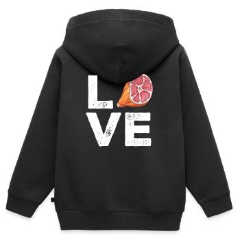 Schinken - Kinder Premium Organic Zip Hoodie - Schwarz - Hinten - AI Model Kid Male (0cm)