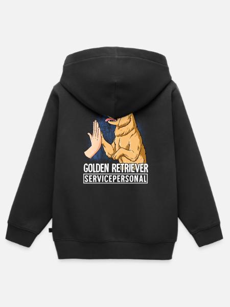 Golden Retriever - Kids Premium Organic Zip-up Hoodie - black