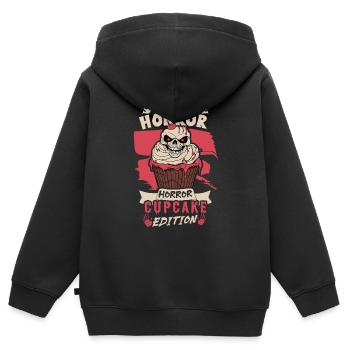 Terrifiant monstre de cupcake d’horreur d’Halloween - Sweat Premium à capuche zippé enfant bio - noir - Dos - AI Model Kid Male (0cm)