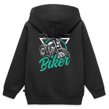 Ich bin ein Motorradfahrer Biker Motorrad Cruisen - Kinder Premium Organic Zip Hoodie - Schwarz - Hinten - AI Model Kid Male (0cm)