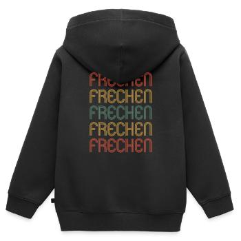 Frechenerin Frechener Frechen - Kinder Premium Organic Zip Hoodie - Schwarz - Hinten - AI Model Kid Male (0cm)