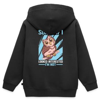 Désolé si j’avais l’air intéressé, je n’ai pas 25 ans - Sweat Premium à capuche zippé enfant bio - noir - Dos - AI Model Kid Male (0cm)