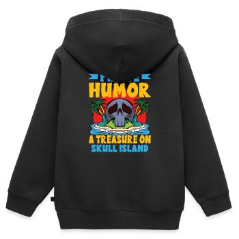 Drôle d’horreur Pirate Bateau Pirate Capitaine Pirate - Sweat Premium à capuche zippé enfant bio - noir - Dos - AI Model Kid Male (0cm)