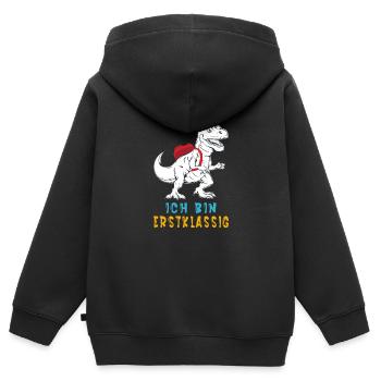 Dinosaurier Schulkind Schulanfang Kinder Spruch - Kinder Premium Organic Zip Hoodie - Schwarz - Hinten - AI Model Kid Male (0cm)