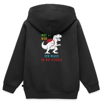 Dinosaurier Schulkind Schulanfang Kinder Spruch - Kinder Premium Organic Zip Hoodie - Schwarz - Hinten - AI Model Kid Male (0cm)