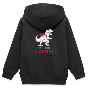 Dinosaurier Schulkind Schulanfang Kinder Spruch - Kinder Premium Organic Zip Hoodie - Schwarz - Hinten - AI Model Kid Male (0cm)