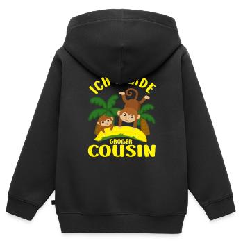 Ich Werde Großer Cousin Affe bald großer Cousin - Kinder Premium Organic Zip Hoodie - Schwarz - Hinten - AI Model Kid Male (0cm)