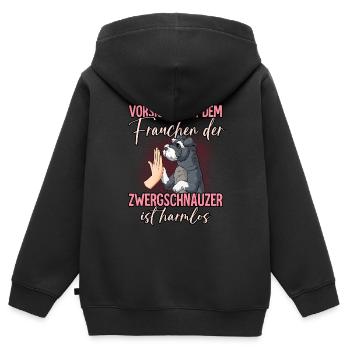 Vorsicht vor dem Frauchen Zwergschnauzer - Kinder Premium Organic Zip Hoodie - Schwarz - Hinten - AI Model Kid Male (0cm)