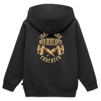 Web Developer Webdeveloper Tattoo - Kids Premium Organic Zip-up Hoodie - black - Back - AI Model Kid Male (0cm)