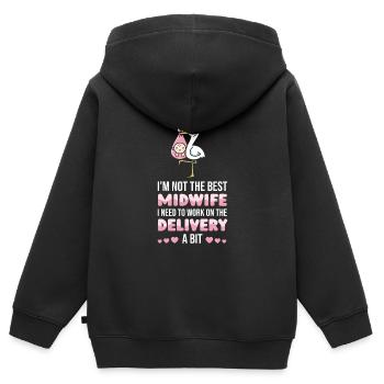 Sage-femme drôle future sage-femme - Sweat Premium à capuche zippé enfant bio - noir - Dos - AI Model Kid Male (0cm)