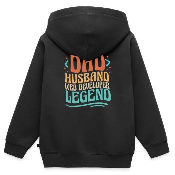 Web Developer Web Developer Father - Kids Premium Organic Zip-up Hoodie - black - Back - AI Model Kid Male (0cm)