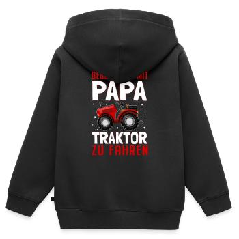 Geboren Papa Traktor Trecker Bauernhof - Kinder Premium Organic Zip Hoodie - Schwarz - Hinten - AI Model Kid Male (0cm)