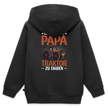 Papa Traktor Bauernhof Kinder Geschenk - Kinder Premium Organic Zip Hoodie - Schwarz - Hinten - AI Model Kid Male (0cm)