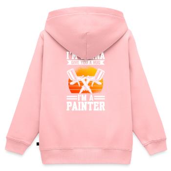 I'm Gonna Give You A Hug I'm A Painter - Kinder Premium Organic Zip Hoodie - Rosa - Hinten - AI Model Kid Female (0cm)