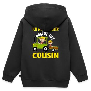 Ich Werde Großer Cousin Bauer bald großer Cousin - Kinder Premium Organic Zip Hoodie - Schwarz - Hinten - AI Model Kid Male (0cm)