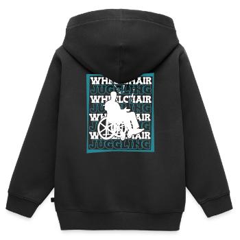 Jonglerie Fauteuil roulant Jongleur - Sweat Premium à capuche zippé enfant bio - noir - Dos - AI Model Kid Male (0cm)