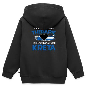 Kreta - Kinder Premium Organic Zip Hoodie - Schwarz - Hinten - AI Model Kid Male (0cm)