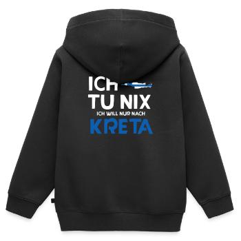 Kreta - Kinder Premium Organic Zip Hoodie - Schwarz - Hinten - AI Model Kid Male (0cm)