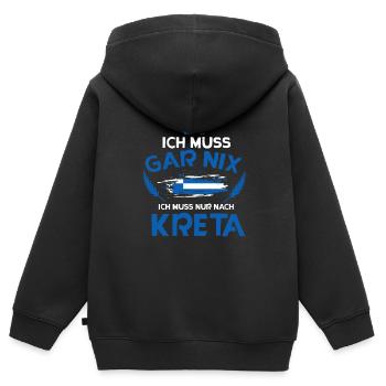 Kreta - Kinder Premium Organic Zip Hoodie - Schwarz - Hinten - AI Model Kid Male (0cm)