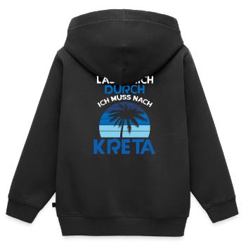 Kreta - Kinder Premium Organic Zip Hoodie - Schwarz - Hinten - AI Model Kid Male (0cm)