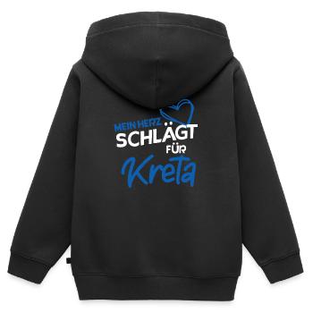 Kreta - Kinder Premium Organic Zip Hoodie - Schwarz - Hinten - AI Model Kid Male (0cm)