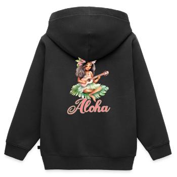 Urlaub Polynesier Strand Ukulele - Kinder Premium Organic Zip Hoodie - Schwarz - Hinten - AI Model Kid Male (0cm)