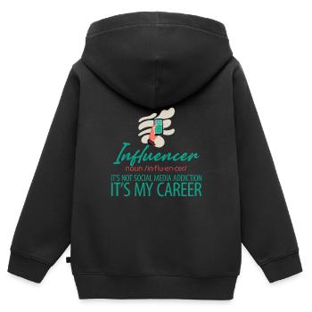 Influenceur, ce n’est pas une dépendance aux médias sociaux 2 - Sweat Premium à capuche zippé enfant bio - noir - Dos - AI Model Kid Male (0cm)