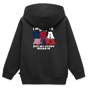 Maroc - Sweat Premium à capuche zippé enfant bio - noir - Dos - AI Model Kid Male (0cm)