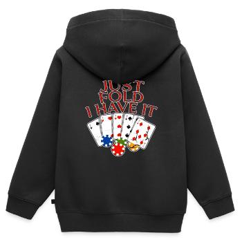 Juste plier je l’ai 4 - Sweat Premium à capuche zippé enfant bio - noir - Dos - AI Model Kid Male (0cm)