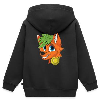 DJ Proud Furry Furry Tail Ear Furry Person Cosplay - Kids Premium Organic Zip-up Hoodie - black - Back - AI Model Kid Male (0cm)