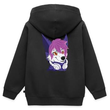 Proud Furry Furry Tail Ear Furry Person DJ Cosplay - Kids Premium Organic Zip-up Hoodie - black - Back - AI Model Kid Male (0cm)