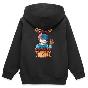 Stolzes pelziges Schwanzohr pelzige Person Fursona Cosplay - Kinder Premium Organic Zip Hoodie - Schwarz - Hinten - AI Model Kid Male (0cm)