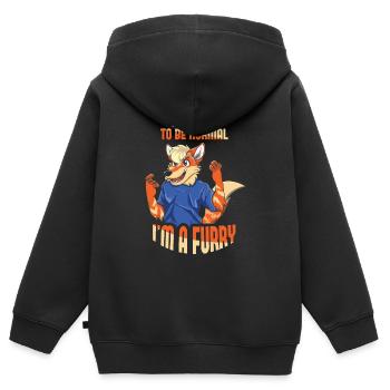 Not Normal Furry Tail Ear Furry Person Cosplay - Kids Premium Organic Zip-up Hoodie - black - Back - AI Model Kid Male (0cm)