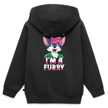 Schwer Zu Normal Pelziger Schwanz Ohr Pelzige Person Cosplay - Kinder Premium Organic Zip Hoodie - Schwarz - Hinten - AI Model Kid Male (0cm)