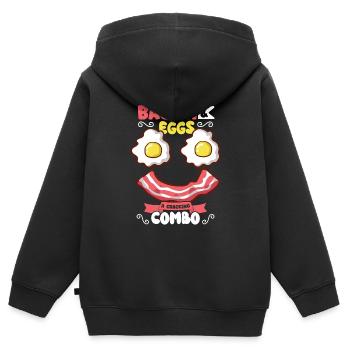 Funny chest fast menu bacon start the morning - Kids Premium Organic Zip-up Hoodie - black - Back - AI Model Kid Male (0cm)