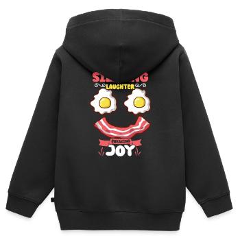 Drôle de poitrine rapide menu bacon commencer la matinée - Sweat Premium à capuche zippé enfant bio - noir - Dos - AI Model Kid Male (0cm)