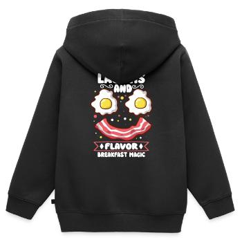 Funny chest fast menu bacon start the morning - Kids Premium Organic Zip-up Hoodie - black - Back - AI Model Kid Male (0cm)